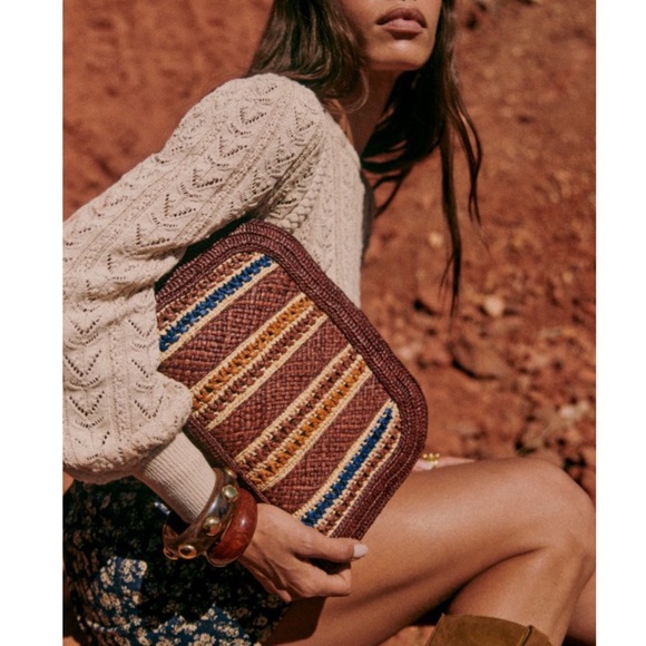 SEZANE Neutral Beige Crochet Cotton Knit Braided Balloon Sleeve Maxen Sweater - Picture 10 of 15